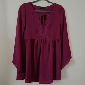 Sequin Hearts Burgundy Boho Dress
